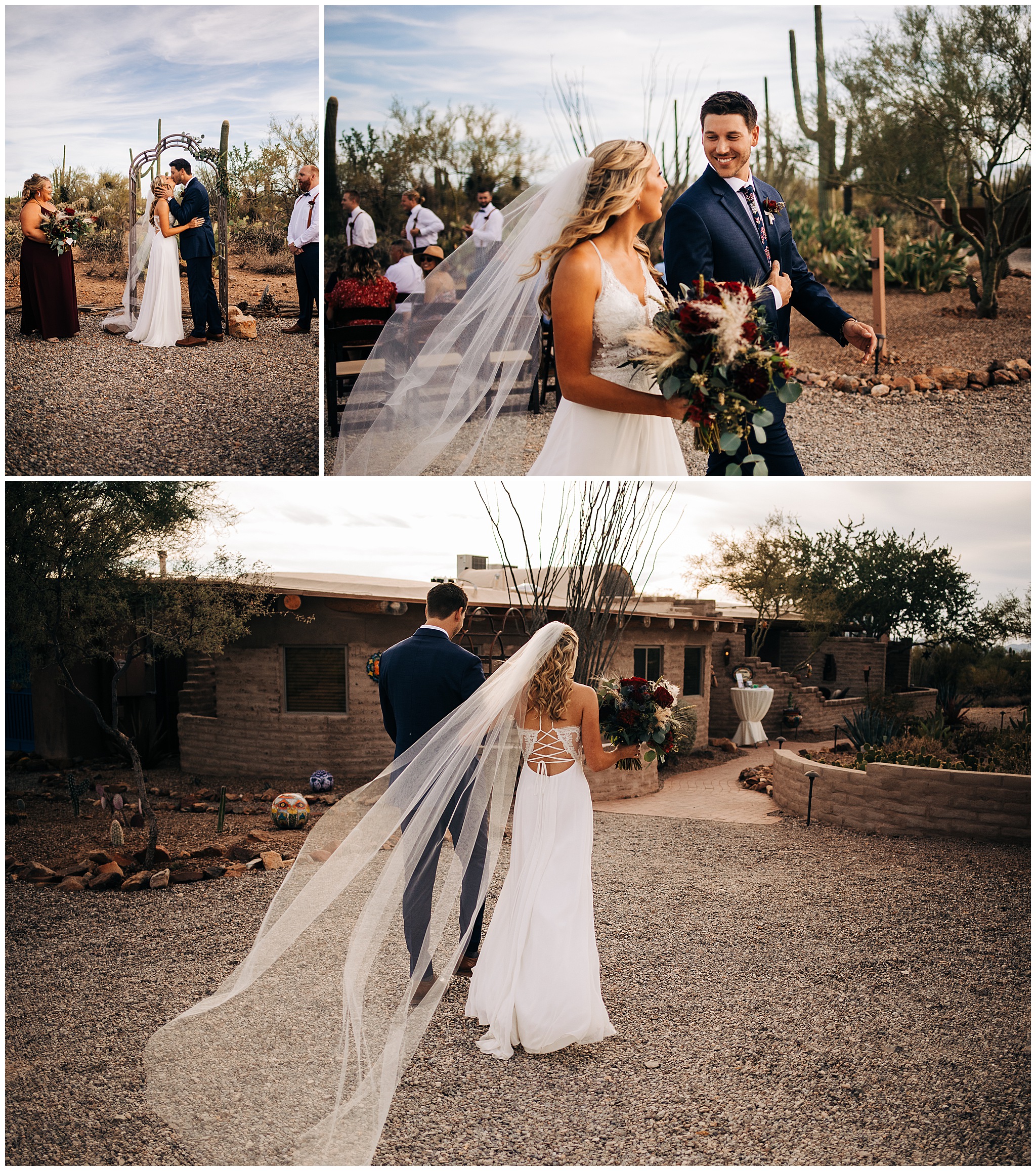 Tucson AZ wedding, destination, delaware philly philadelphia microwedding cactus  casa tierra adobe bed and breakfast  ceremony